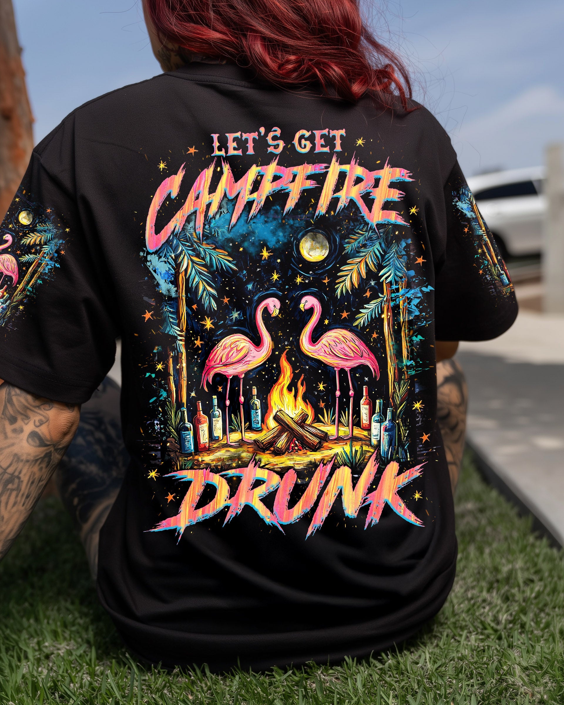 LET'S GET CAMPFIRE DRUNK FLAMINGO ALL OVER PRINT - TLNZ2808251