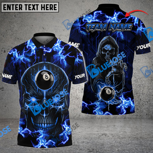 BlueJose Billiards Ball 8 Skull Thunder Personalized Name, Team Name Unisex Shirt ( 6 Colors )