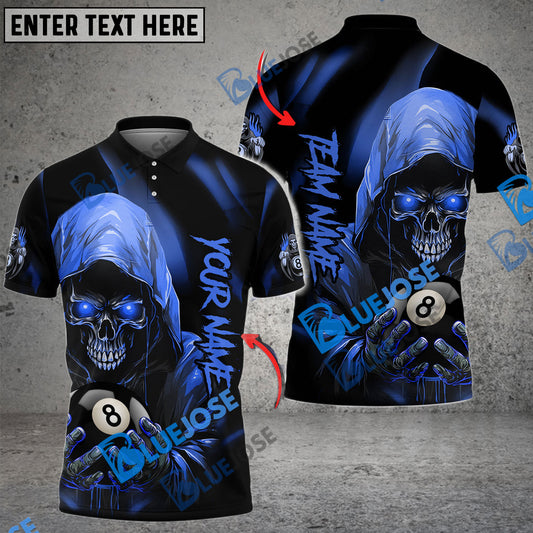 BlueJose Billiards Ball 8 Grim Reaper Skull Personalized Name, Team Name Unisex Shirt ( 6 Colors )