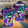 BlueJose Bowling And Pins Cool Shark Graffiti Style Customized Name 3D Shirt (4 Colors)