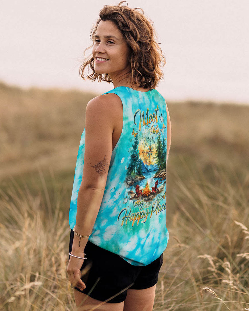 MEET ME AT MY HAPPY PLACE CAMPFIRE TIE DYE ALL OVER PRINT  - TLHG1111243