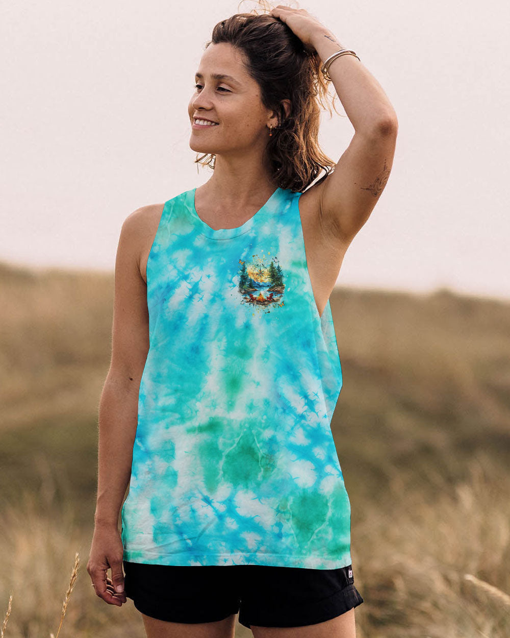  MEET ME AT MY HAPPY PLACE CAMPFIRE TIE DYE ALL OVER PRINT - TLHG1111243