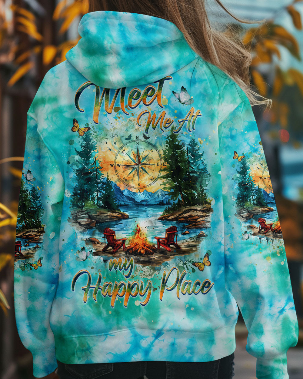  MEET ME AT MY HAPPY PLACE CAMPFIRE TIE DYE ALL OVER PRINT - TLHG1111243