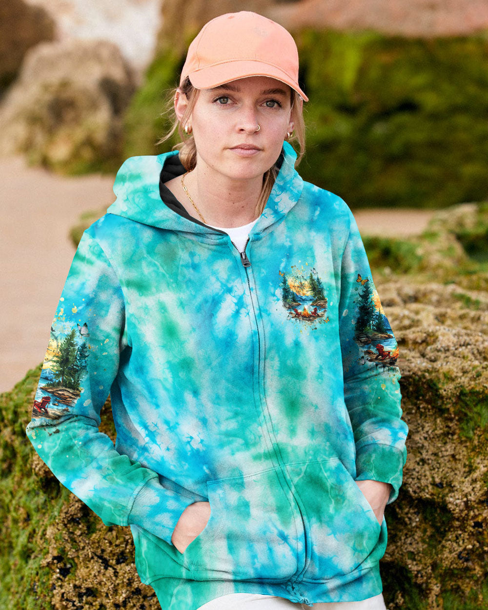 MEET ME AT MY HAPPY PLACE CAMPFIRE TIE DYE ALL OVER PRINT  - TLHG1111243