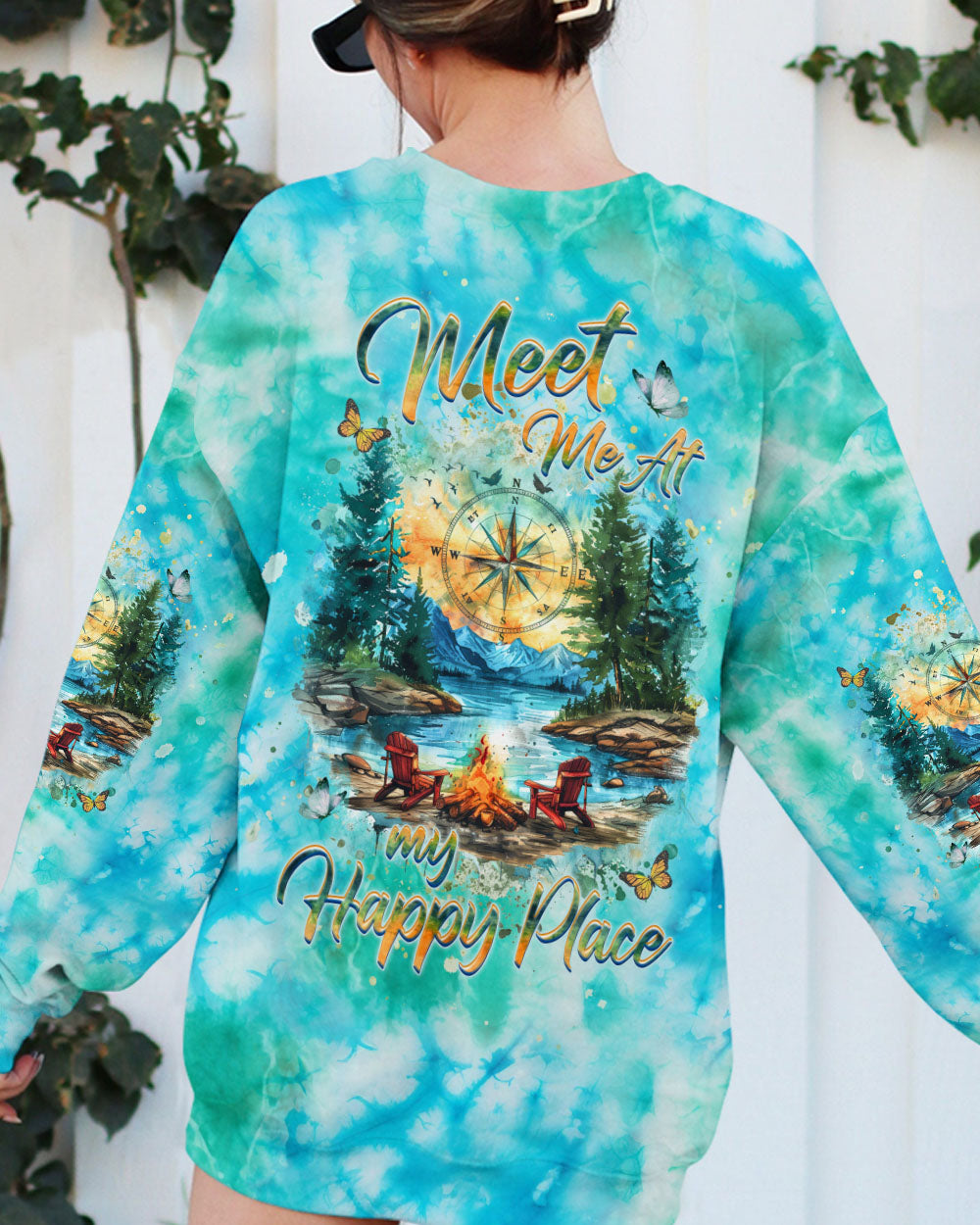  MEET ME AT MY HAPPY PLACE CAMPFIRE TIE DYE ALL OVER PRINT - TLHG1111243