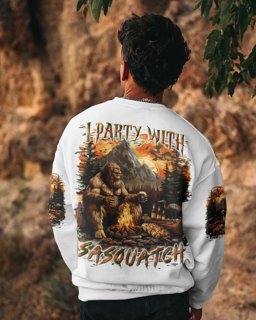 I PARTY WITH SASQUATCH BIGFOOT ALL OVER PRINT - TLLN1111243