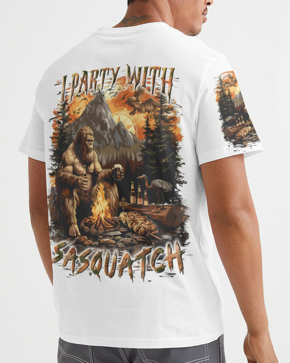  I PARTY WITH SASQUATCH BIGFOOT ALL OVER PRINT - TLLN1111243