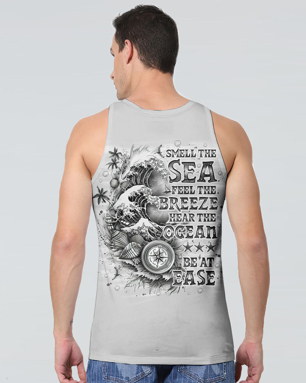 SMELL THE SEA FEEL THE BREEZE COMPASS WAVES ALL OVER PRINT - TLNO1303252