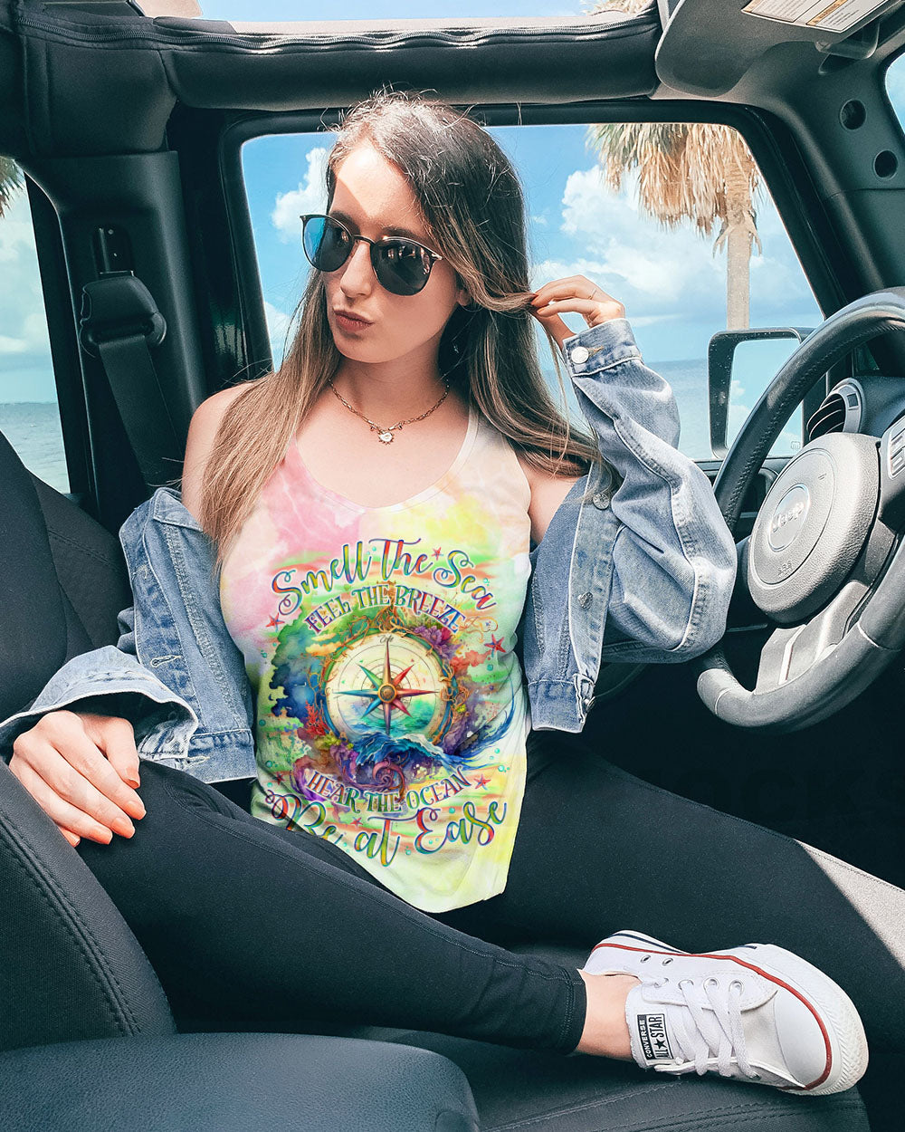 SMELL THE SEA FEEL THE BREEZE COMPASS ALL OVER PRINT - TLNO1409243