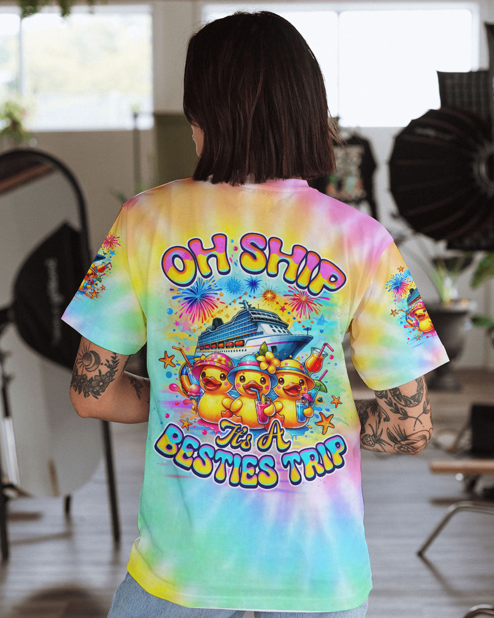 OH SHIP IT'S A BESTIES TRIP CRUISE DUCK ALL OVER PRINT - TLNO1706253