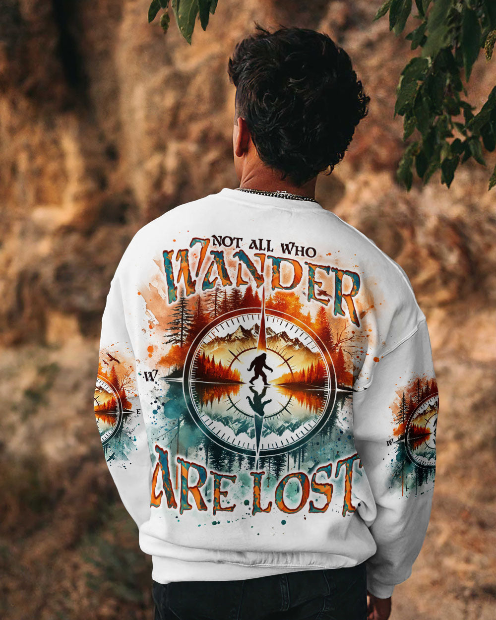 NOT ALL WHO WANDER ARE LOST BIGFOOT COMPASS ALL OVER PRINT  - TLNO2012243