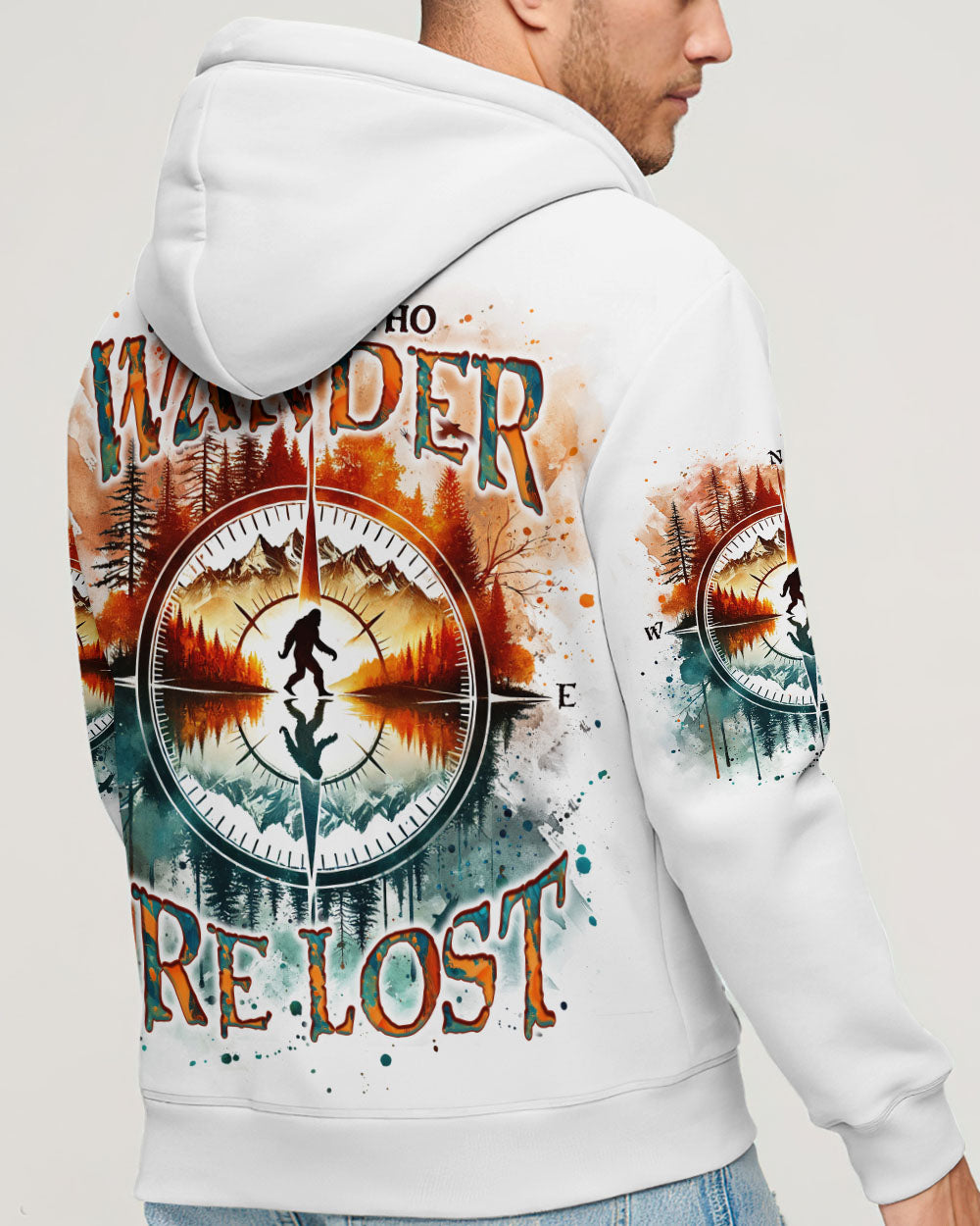 NOT ALL WHO WANDER ARE LOST BIGFOOT COMPASS ALL OVER PRINT  - TLNO2012243