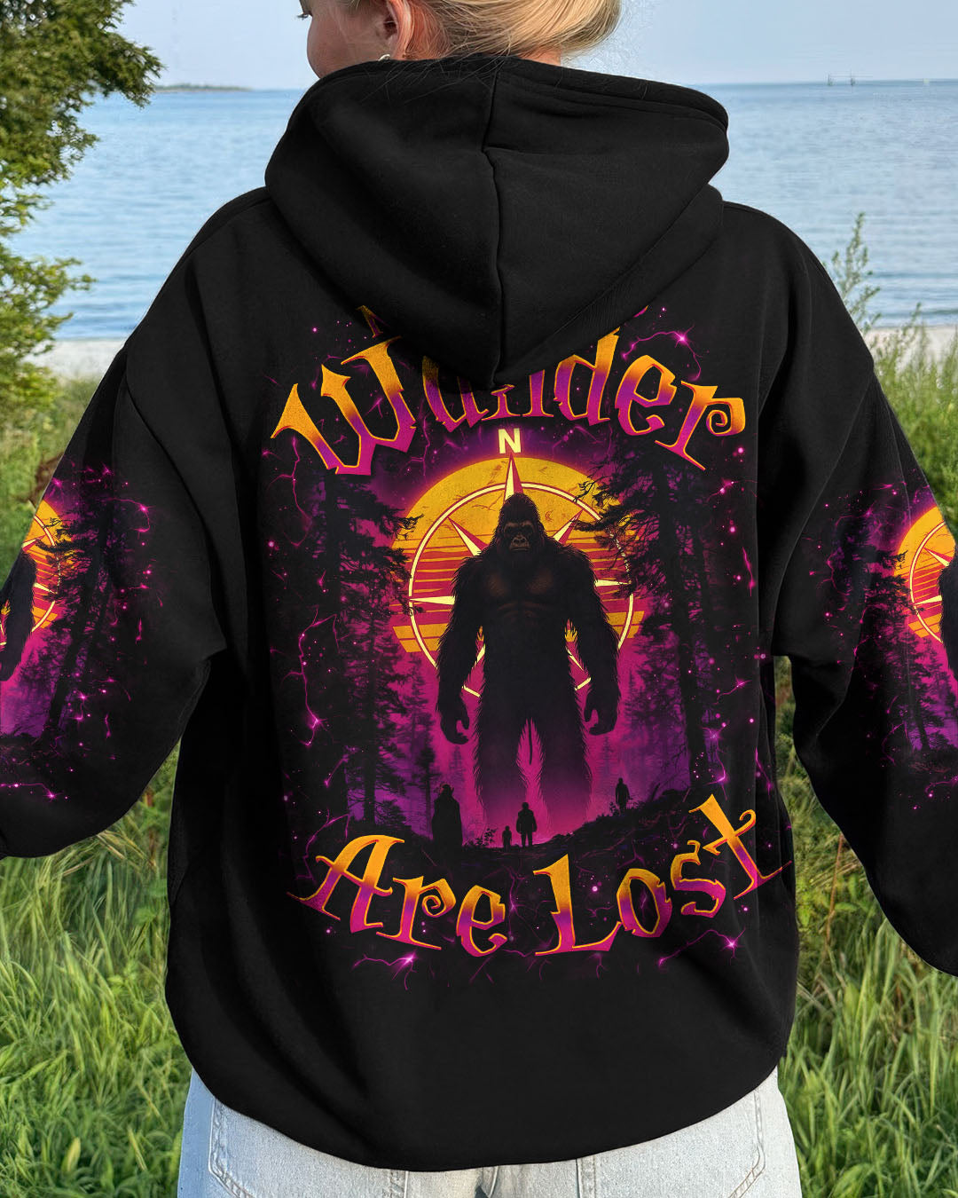 NOT ALL WHO WANDER ARE LOST BIGFOOT COMPASS ALL OVER PRINT - TLNO2411251