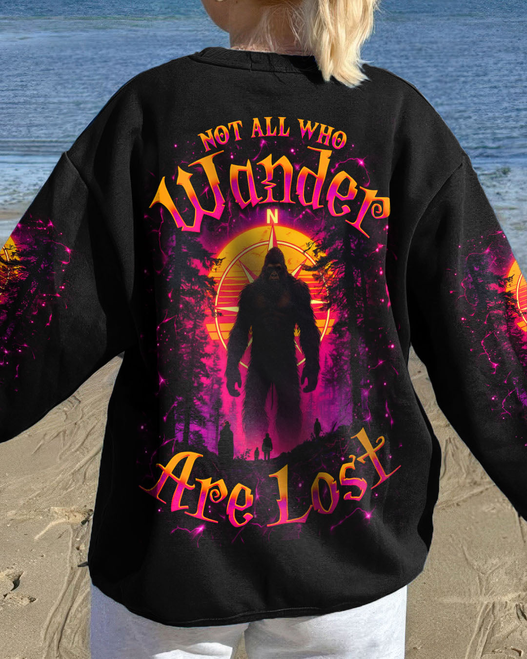 NOT ALL WHO WANDER ARE LOST BIGFOOT COMPASS ALL OVER PRINT - TLNO2411251