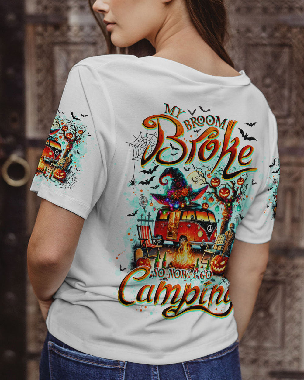 MY BROOM BROKE SO NOW HALLOWEEN CAMPING ALL OVER PRINT - TLNO2708243