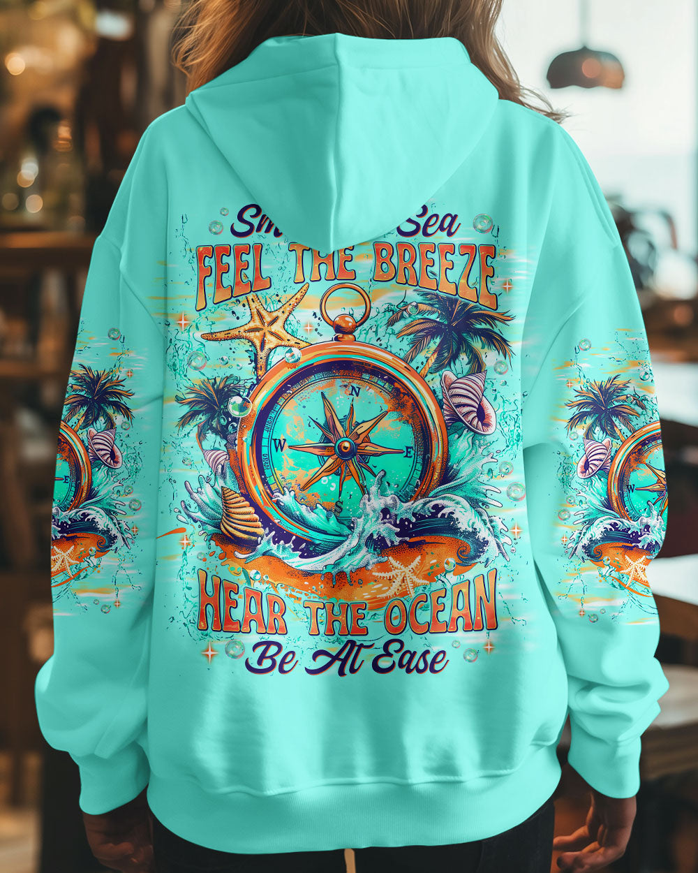 SMELL THE SEA FEEL THE BREEZE COMPASS ALL OVER PRINT - TLNT0204251