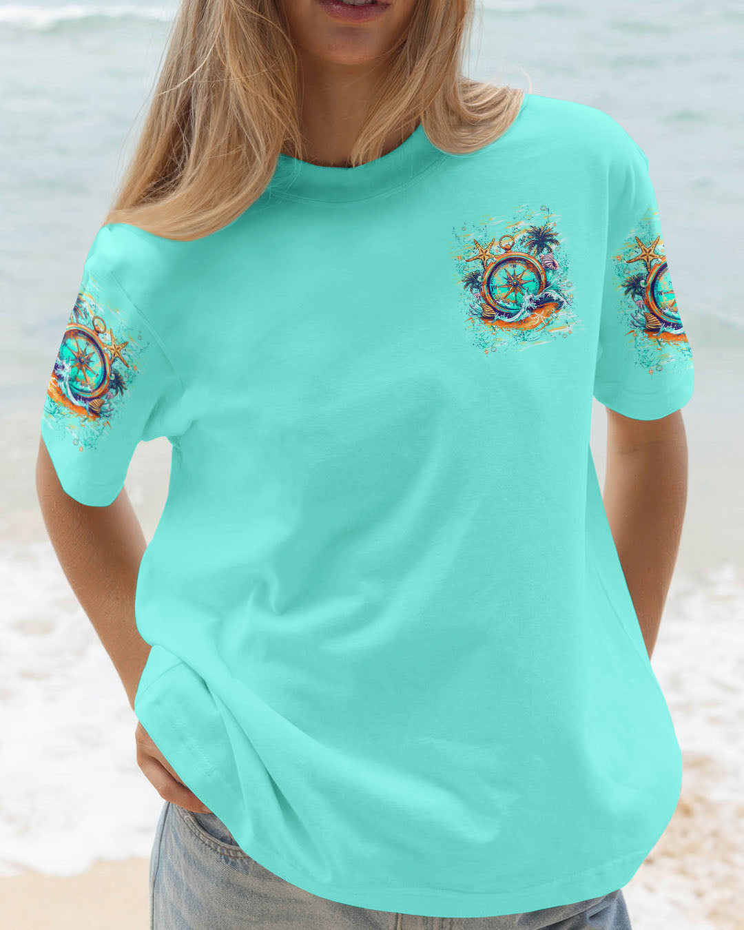 SMELL THE SEA FEEL THE BREEZE COMPASS ALL OVER PRINT - TLNT0204251