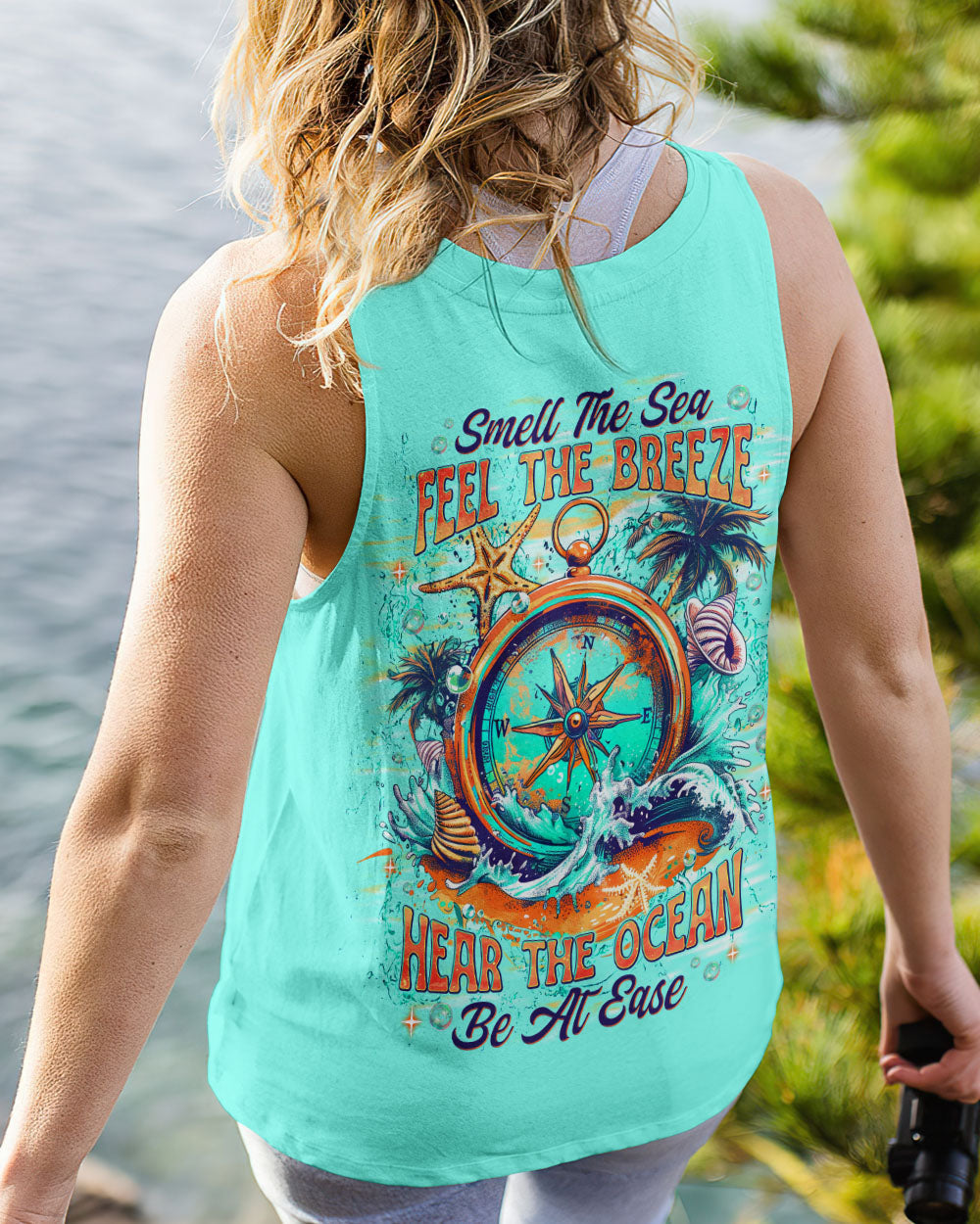 SMELL THE SEA FEEL THE BREEZE COMPASS ALL OVER PRINT - TLNT0204251