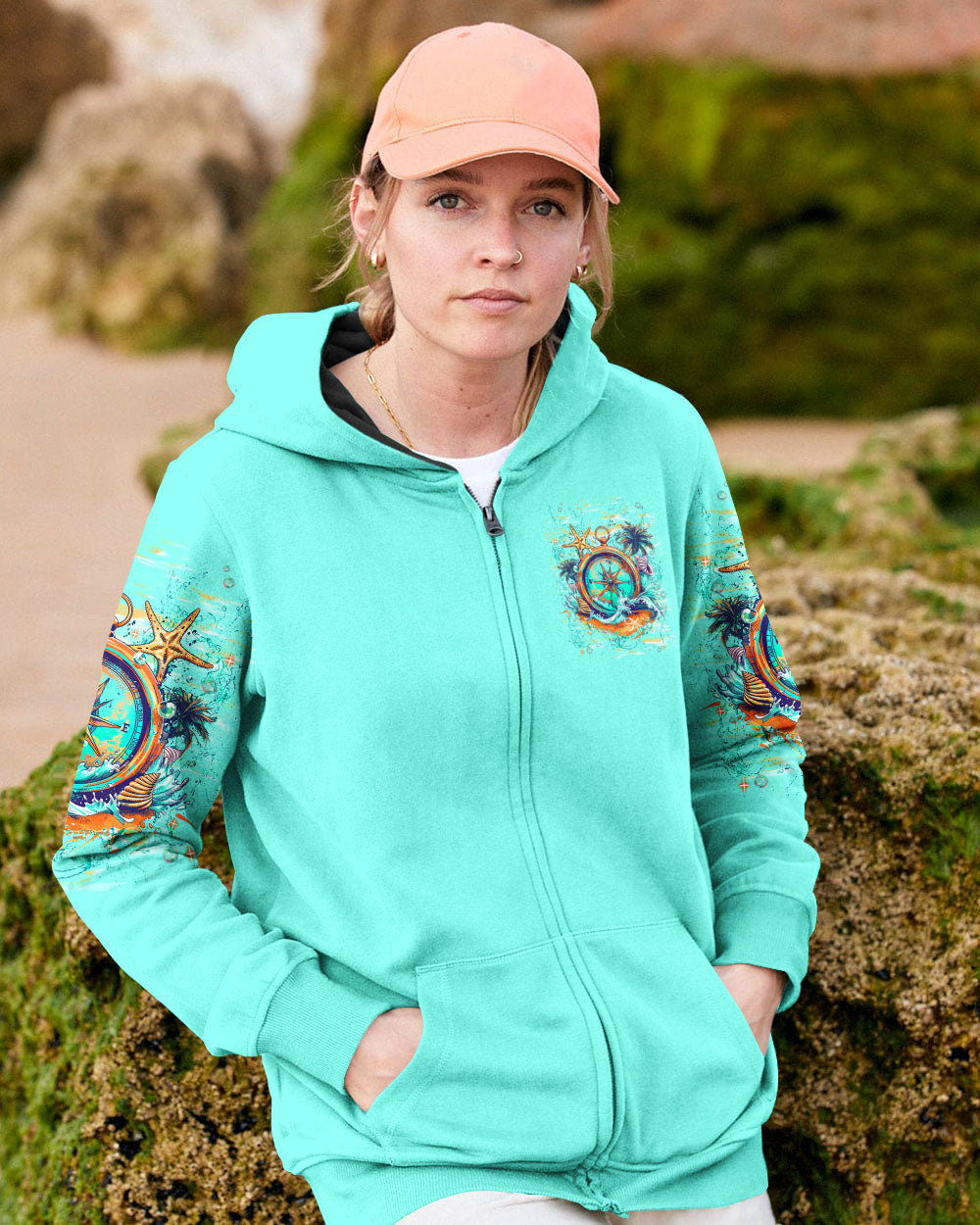 SMELL THE SEA FEEL THE BREEZE COMPASS ALL OVER PRINT - TLNT0204251