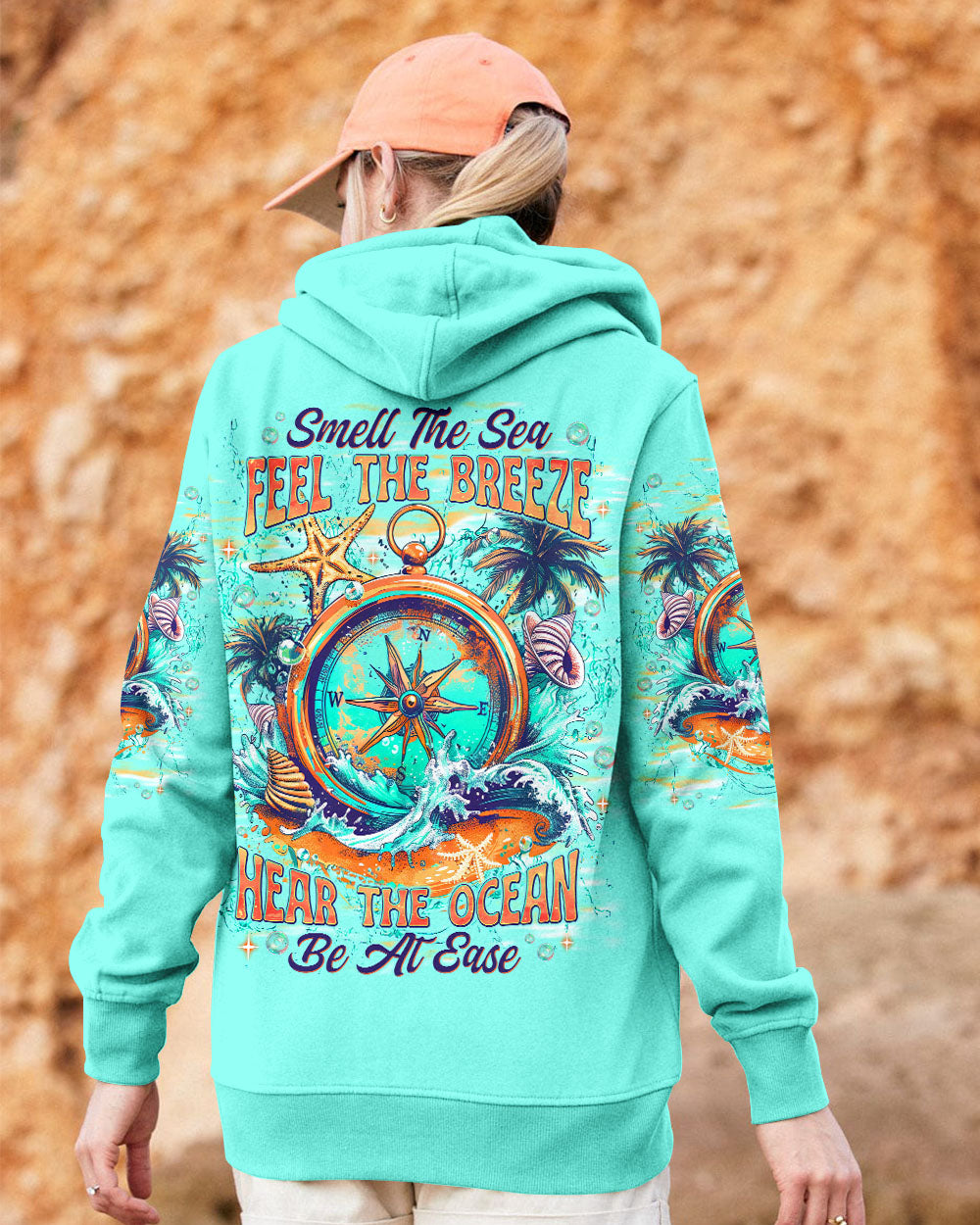 SMELL THE SEA FEEL THE BREEZE COMPASS ALL OVER PRINT - TLNT0204251