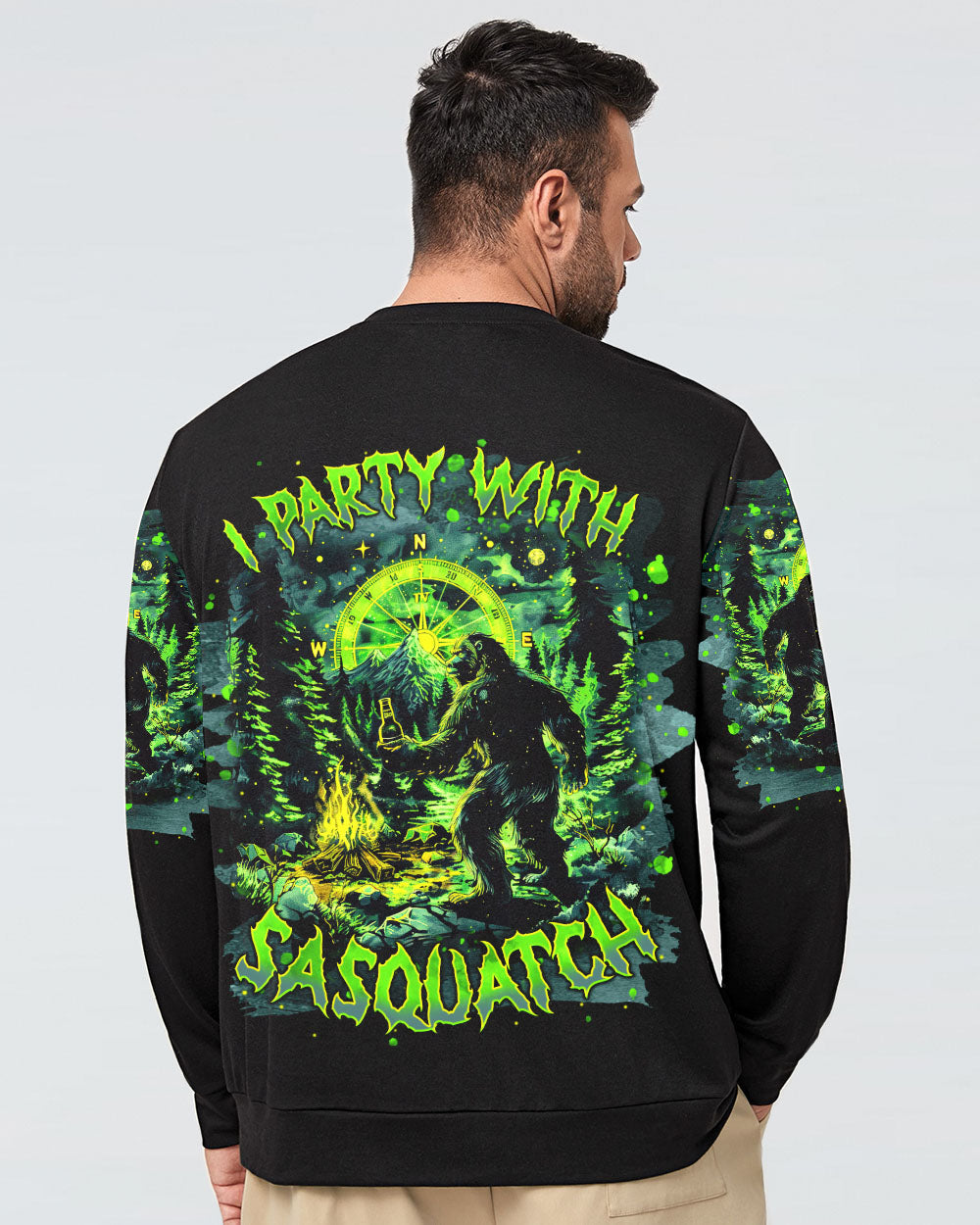 I PARTY WITH SASQUATCH BIGFOOT ALL OVER PRINT - TLNT0303251