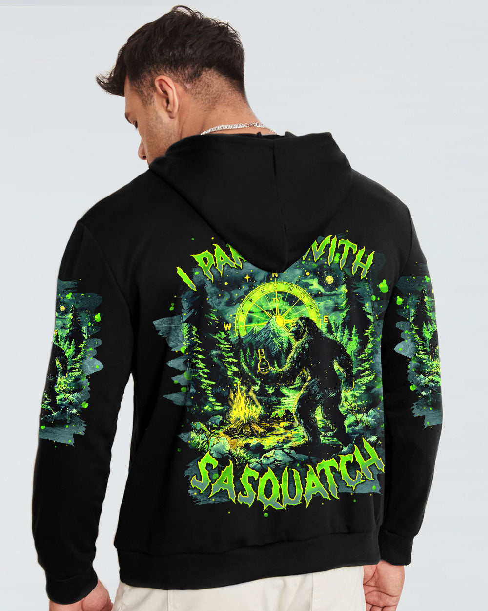 I PARTY WITH SASQUATCH BIGFOOT ALL OVER PRINT - TLNT0303251