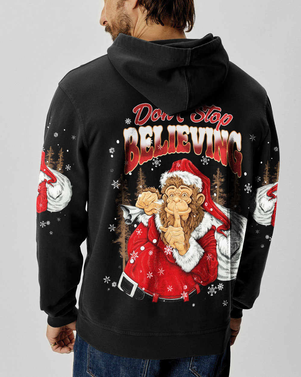 DON'T STOP BELIEVING BIGFOOT CHRISTMAS ALL OVER PRINT - TLNT0511251