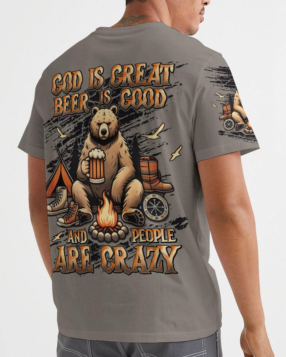 GOD IS GREAT BEER IS GOOD BEAR ALL OVER PRINT - TLNT0608251