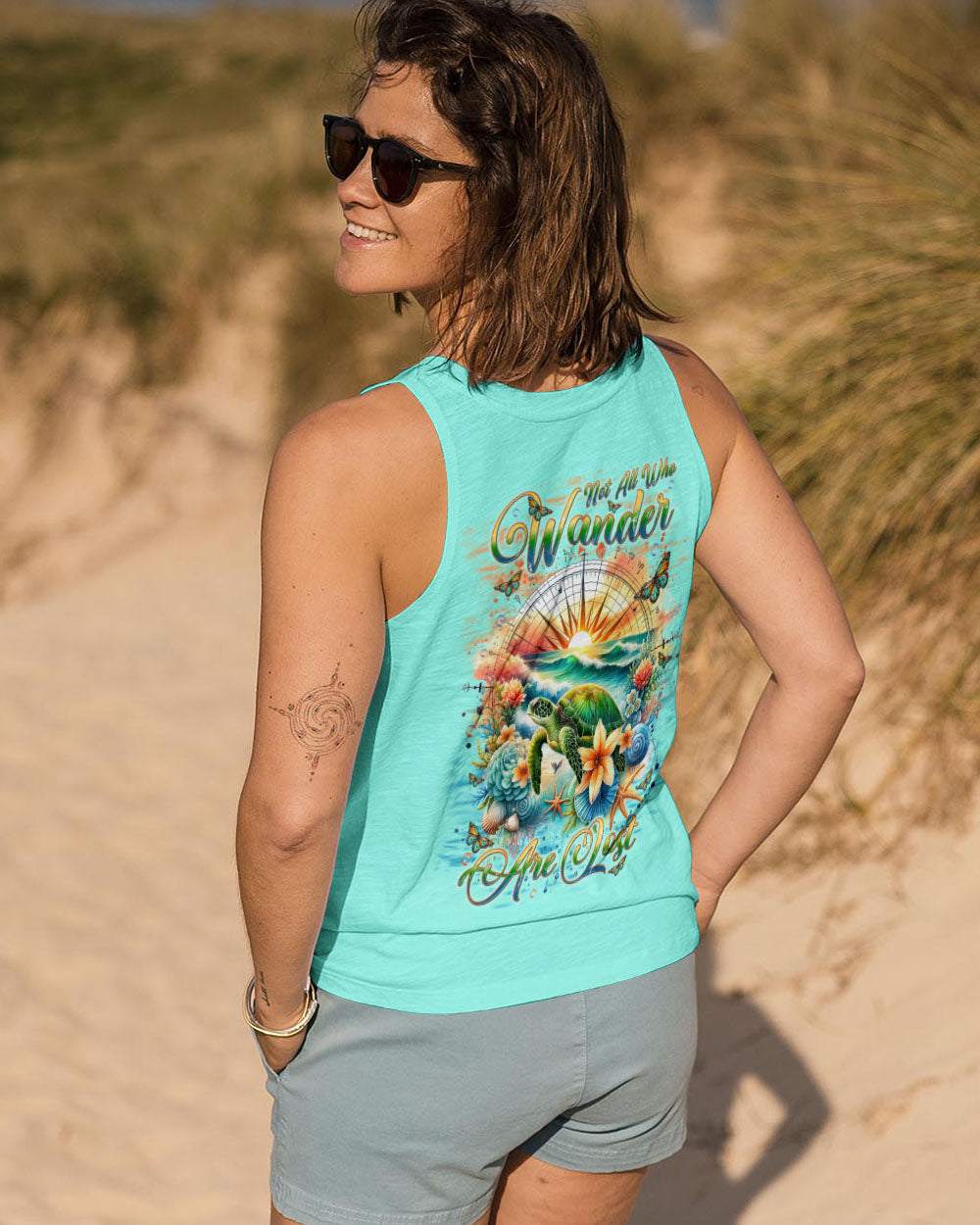 NOT ALL WHO WANDER ARE LOST TURTLE COMPASS ALL OVER PRINT - TLNT0703251