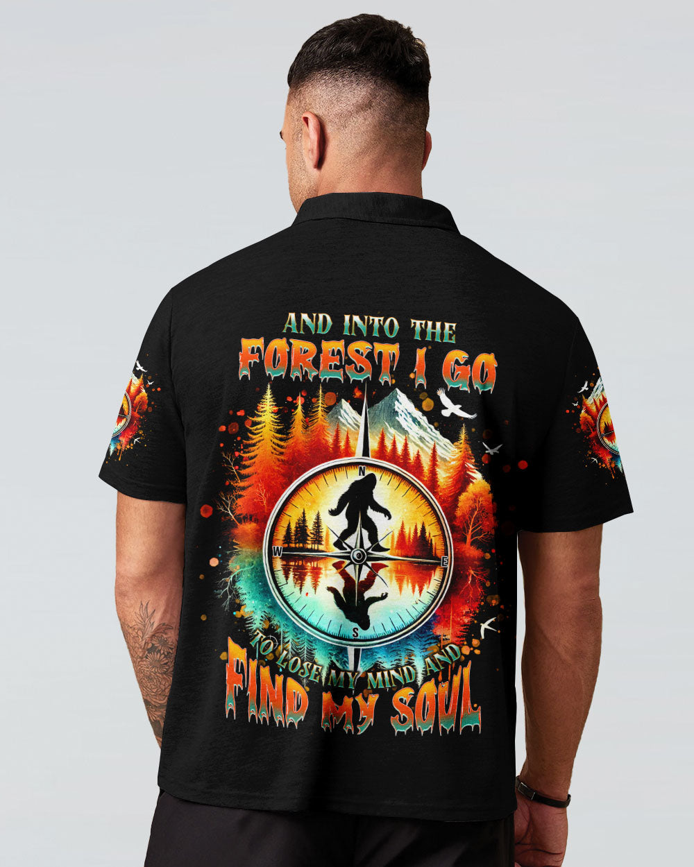 AND INTO THE FOREST I GO BIGFOOT COMPASS ALL OVER PRINT  - TLNT1303251