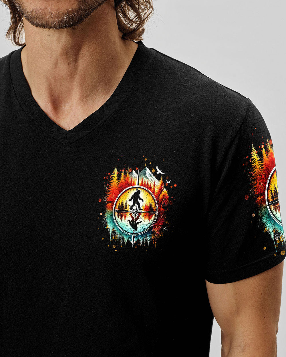 AND INTO THE FOREST I GO BIGFOOT COMPASS ALL OVER PRINT  - TLNT1303251