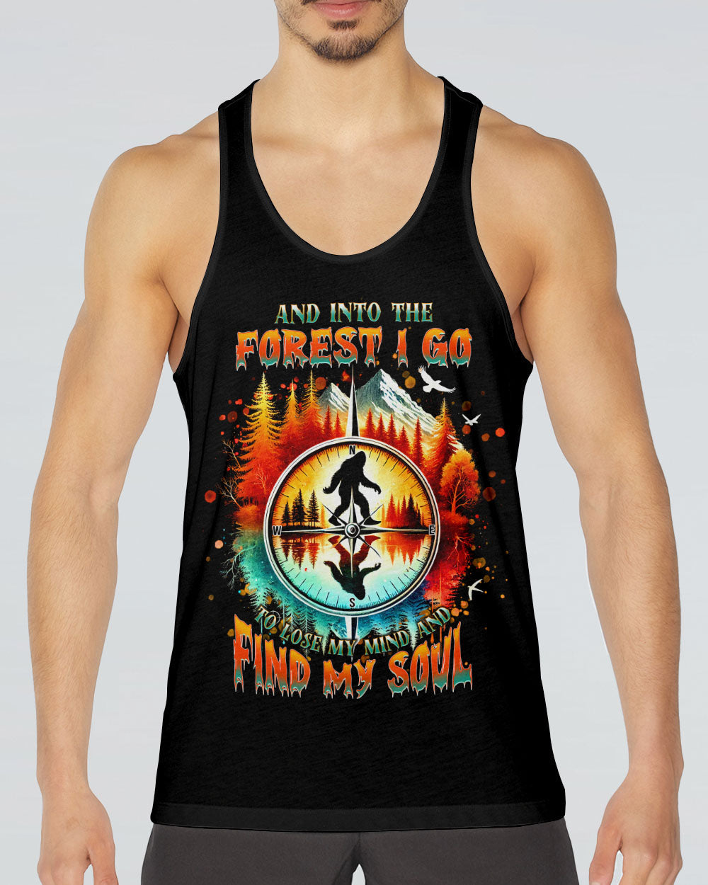 AND INTO THE FOREST I GO BIGFOOT COMPASS ALL OVER PRINT  - TLNT1303251
