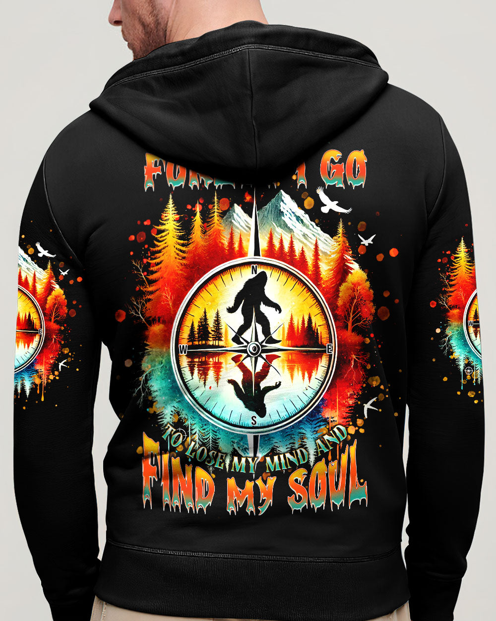 AND INTO THE FOREST I GO BIGFOOT COMPASS ALL OVER PRINT  - TLNT1303251