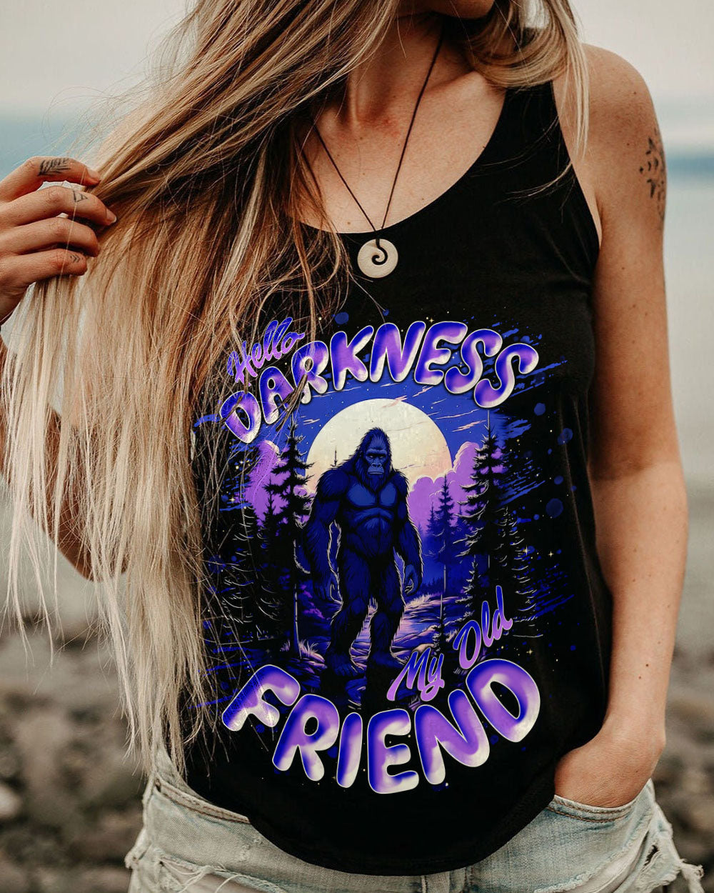 HELLO DARKNESS MY OLD FRIEND BIGFOOT ALL OVER PRINT - TLNT1411251