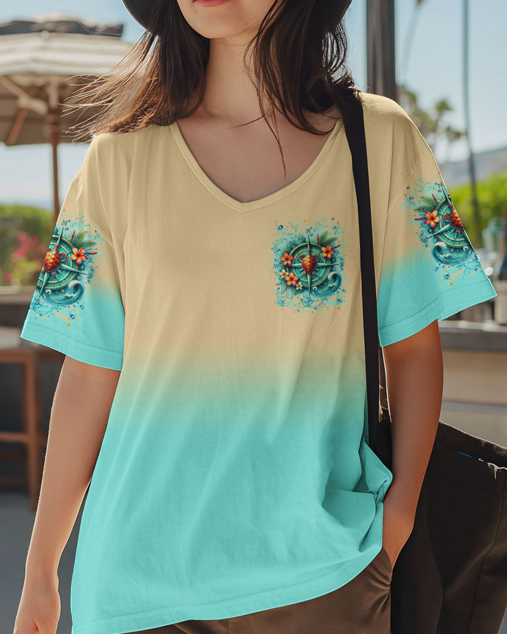 SMELL THE SEA FEEL THE BREEZE TURTLE COMPASS ALL OVER PRINT - TLNT1702251
