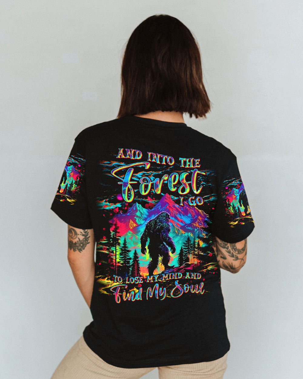 AND INTO THE FOREST I GO BIGFOOT COLORFUL ALL OVER PRINT  - TLNT2203251