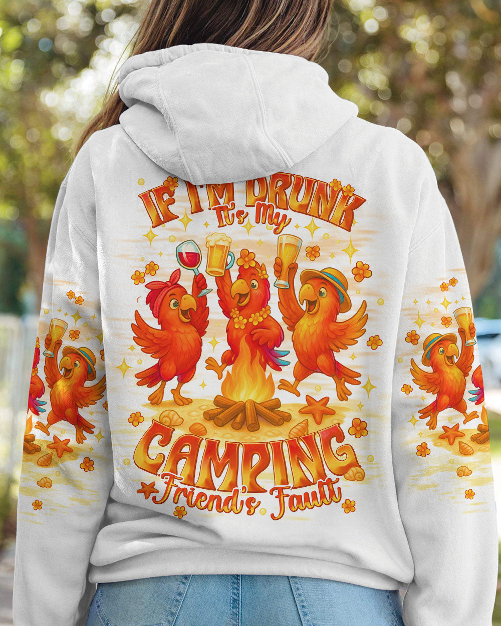 IF I'M DRUNK IT'S MY CAMPING FRIEND'S FAULT PARROT ALL OVER PRINT - TLNT2407253