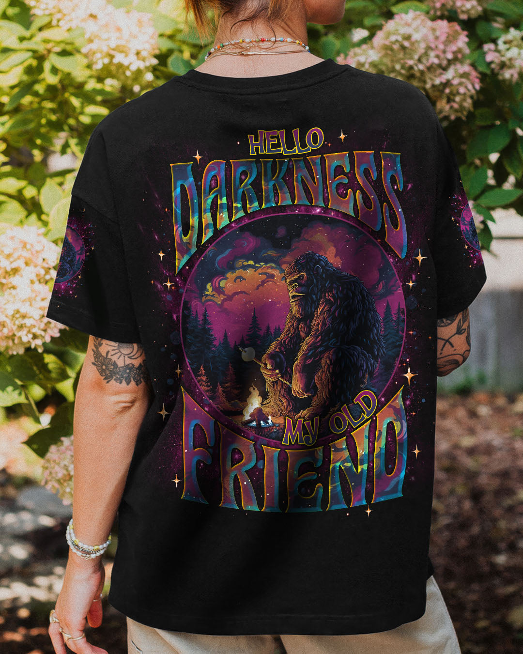 HELLO DARKNESS MY OLD FRIEND BIGFOOT ALL OVER PRINT - TLNT2711251