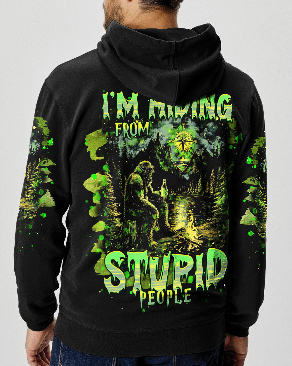 I'M HIDING FROM STUPID PEOPLE BIGFOOT ALL OVER PRINT - TLNT2802251