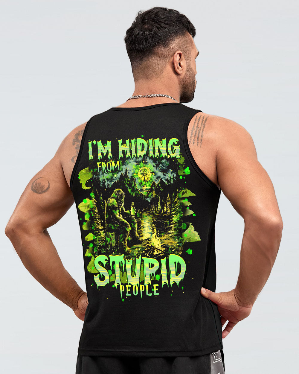 I'M HIDING FROM STUPID PEOPLE BIGFOOT ALL OVER PRINT - TLNT2802251