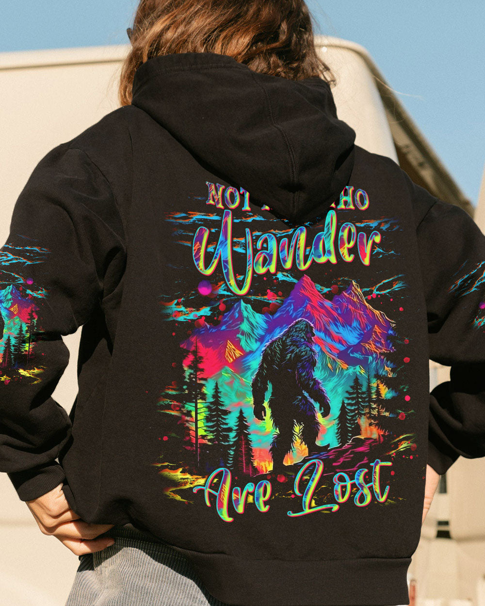 NOT ALL WHO WANDER ARE LOST BIGFOOT COLORFUL ALL OVER PRINT - TLNT2810241