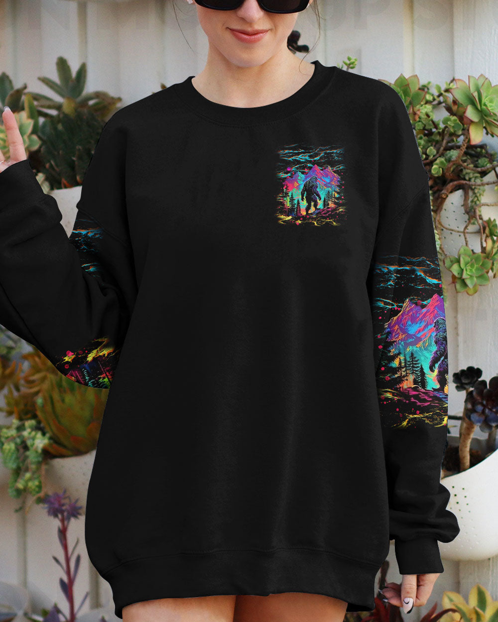 NOT ALL WHO WANDER ARE LOST BIGFOOT COLORFUL ALL OVER PRINT - TLNT2810241