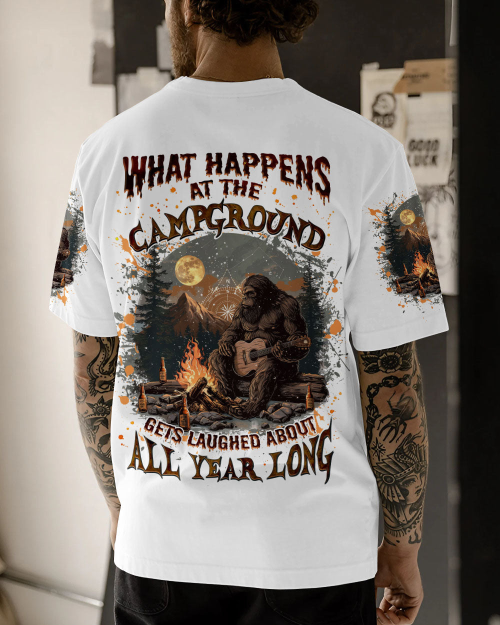 WHAT HAPPENS AT THE CAMPGROUND BIGFOOT ALL OVER PRINT  - TLNZ0312244