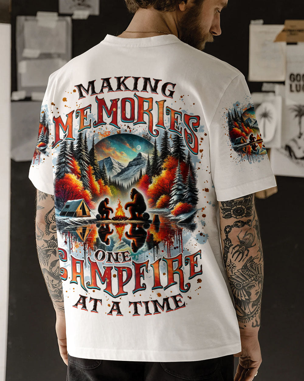 MAKING MEMORIES ONE CAMPFIRE AT A TIME BIGFOOT ALL OVER PRINT  - TLNZ0402254