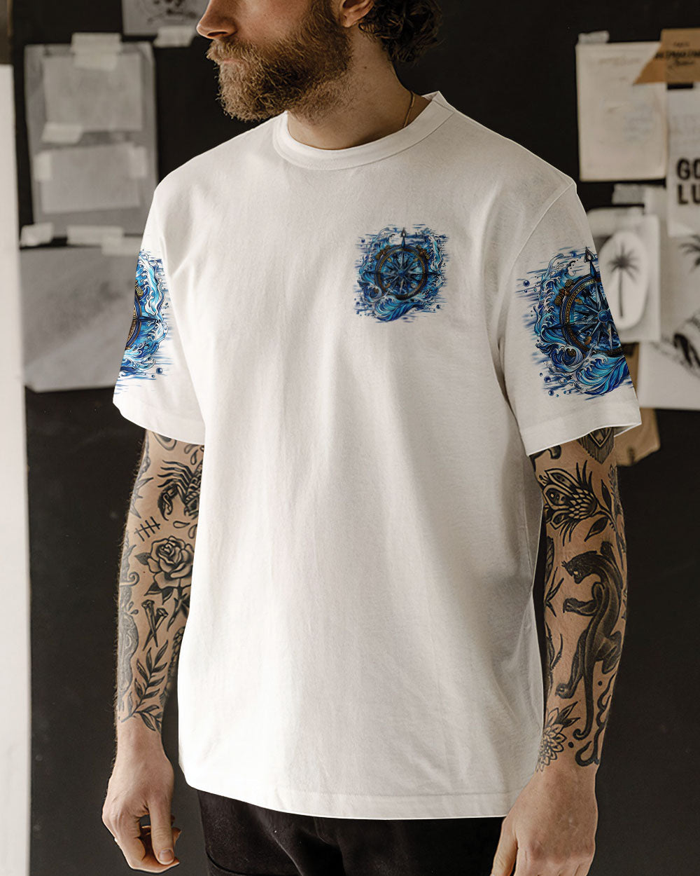 SALTWATER HEALS EVERYTHING COMPASS WAVES OCEAN ALL OVER PRINT - TLNZ0503254