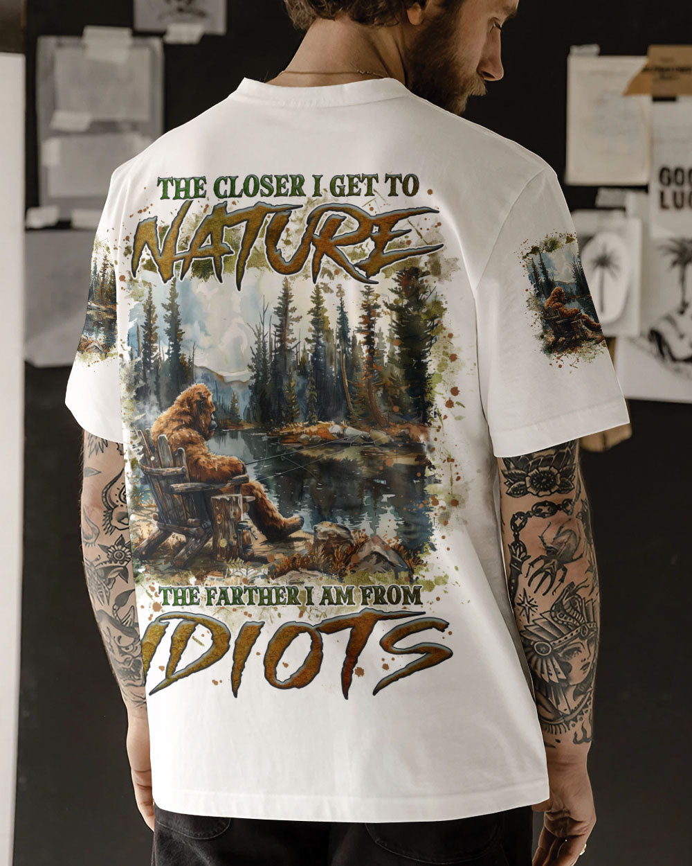 THE CLOSER I GET TO NATURE BIGFOOT FISHING ALL OVER PRINT - TLNZ0609241