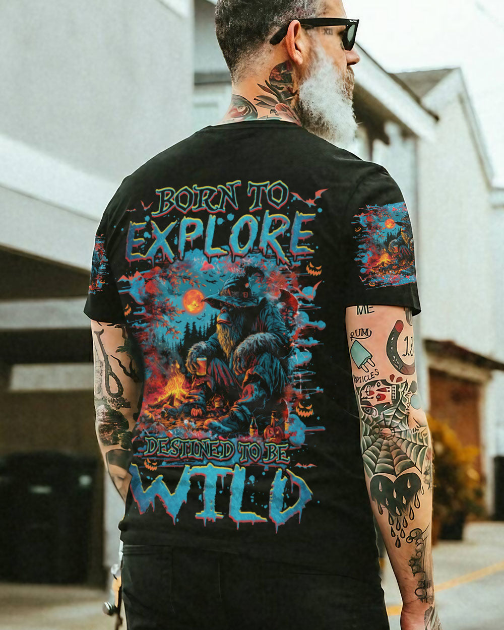 BORN TO EXPLORE DESTINED TO BE WILD BIGFOOT HALLOWEEN ALL OVER PRINT - TLNZ1109241