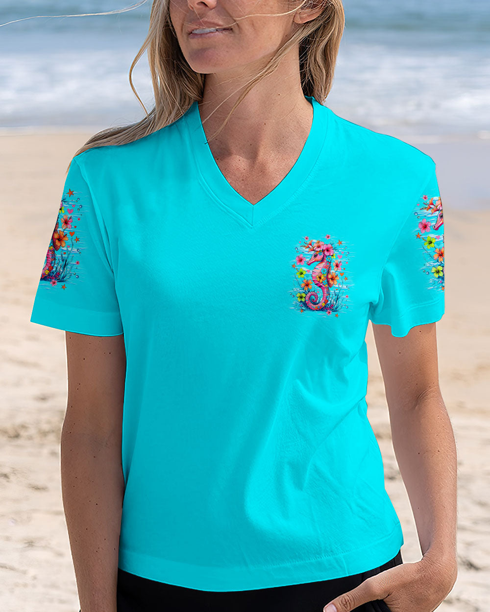 SOME GIRLS ARE JUST BORN SEAHORSE WATERCOLOR ALL OVER PRINT - TLNZ1109252
