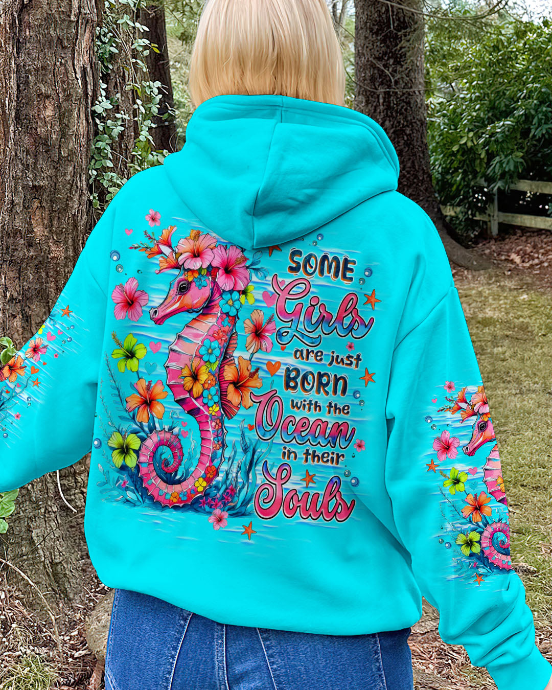 SOME GIRLS ARE JUST BORN SEAHORSE WATERCOLOR ALL OVER PRINT - TLNZ1109252