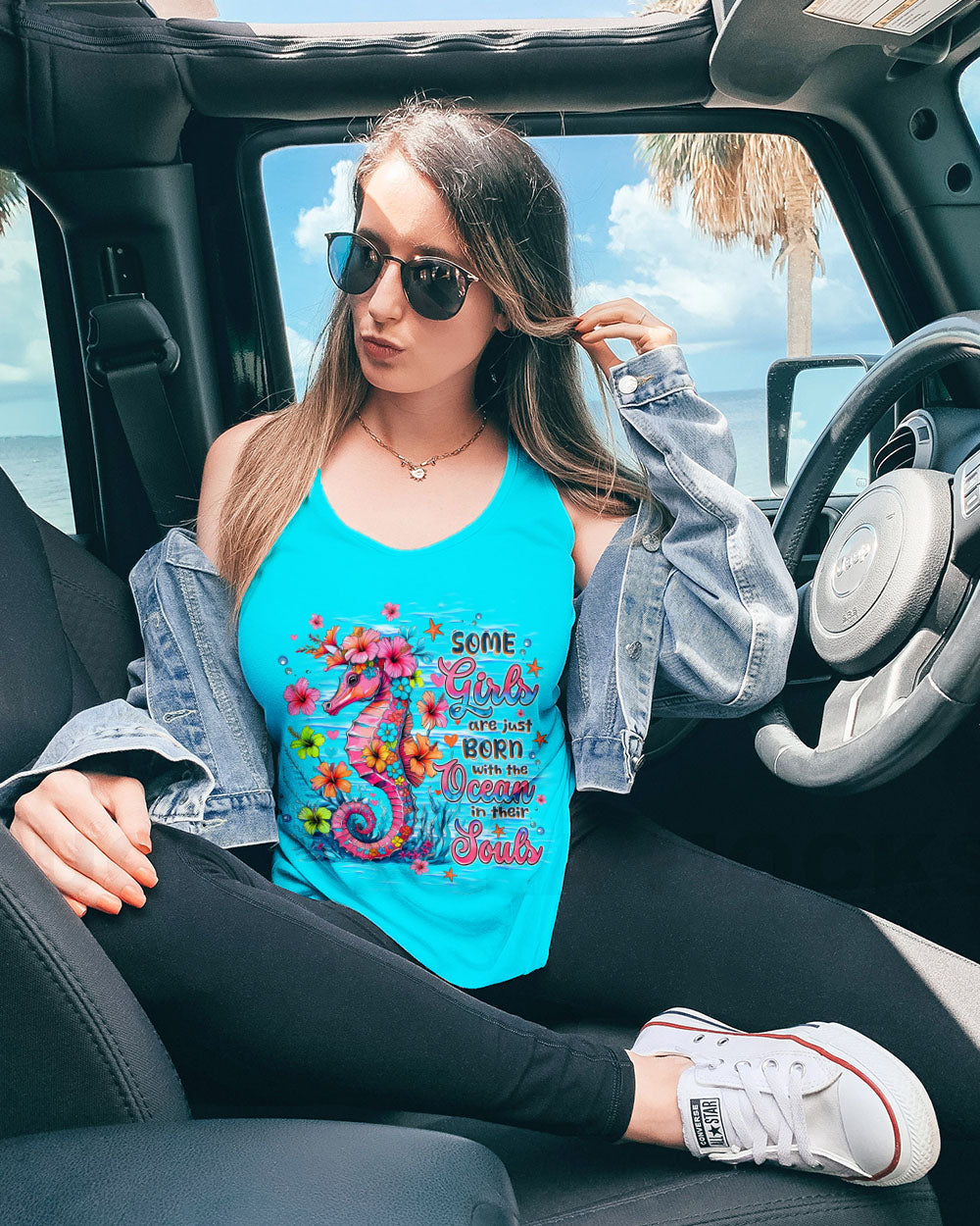 SOME GIRLS ARE JUST BORN SEAHORSE WATERCOLOR ALL OVER PRINT - TLNZ1109252